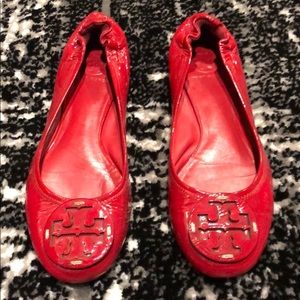 Tory Burch Red Patent Leather Ballet Flats